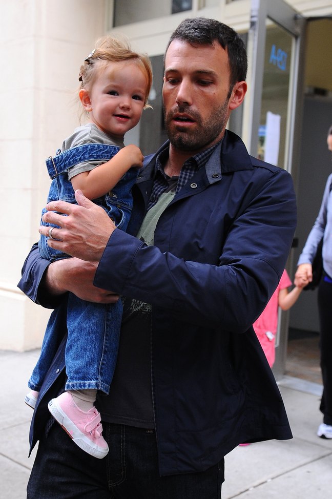 Ben Affleck, black jeans, blue jacket, plaid shirt, gray tshirt, seraphina affleck